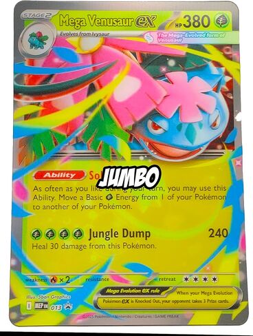 بطاقة بوكيمون كبيرة الحجم - عرض Mega Venusaur ex Lentcular - بطاقة كبيرة الحجم كبيرة الحجم (5x7 بوصة) in Kuwait