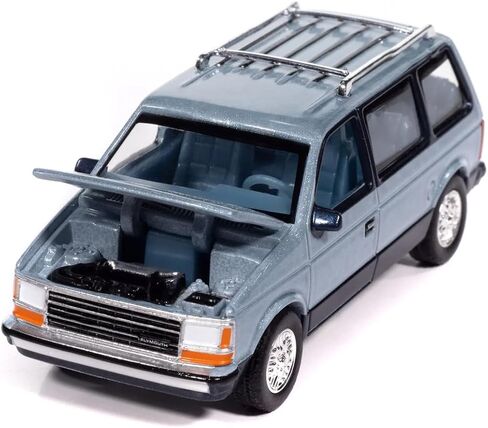 1987 فوييجر فان آيس ميتاليك وأزرق توايلايت ميتاليك 2 درجة مع تصميم داخلي أزرق مايتي ميني فانز سلسلة 1/64 دييكاست موديل سيارة من أوتو وورلد AWSP197A in Saudi Arabia