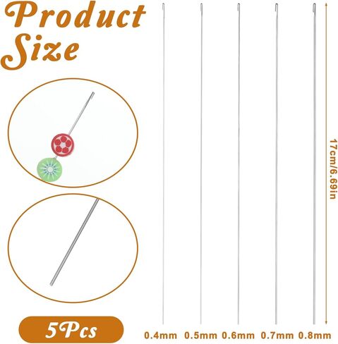 5 PCS Beading Needles for Jewelry Making, 6.7 Inches Bead Needle, 5 Thickness Styles Bead Spinner Needles for Beaded Bracelets, Necklaces Jewelry Making(0.4|0.5|0.6|0.7|0.8mm) in Saudi Arabia