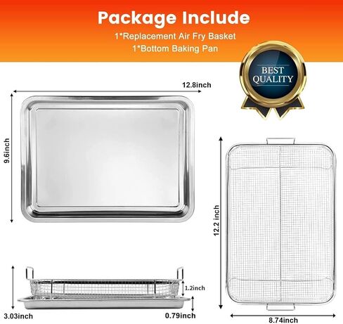 Air Fryer Basket for Oven,2 Pieces 12.2'' * 8.74'' Non-stick Stainless Steel Mesh Grill Basket Air Fryer Baking Accessories Rack Roasting Basket for Convection Oven with Air Fryer, Dishwasher Safe in Saudi Arabia