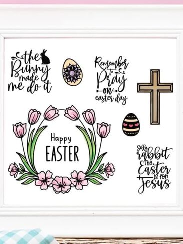 Easter Flowers Cross Eggs Clear Stamps for Card Making Decoration and Scrapbooking Supplies, Blessing Words Transparent Rubber Seal Stamps with Sentiment for Paper Card Photo Album Crafting Supplies in Saudi Arabia