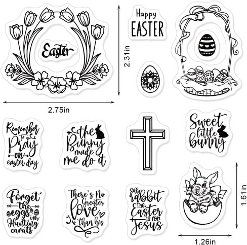 Easter Flowers Cross Eggs Clear Stamps for Card Making Decoration and Scrapbooking Supplies, Blessing Words Transparent Rubber Seal Stamps with Sentiment for Paper Card Photo Album Crafting Supplies in Saudi Arabia