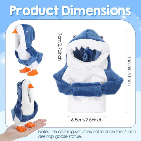 5.9inch Desk Goose Outfits, Mini Desk Goose Hoodie Small Desk Goose Clothes Set for Magnetic Goose Statue (Shark) in Saudi Arabia