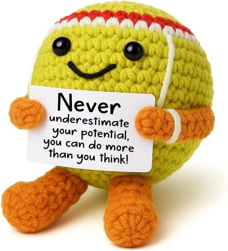 Mini Positive Crochet Tennis Ball Gifts for Women Men - Handmade Crochet Tennis Ball, Motivational Encouragement Christmas White Elephant Gift for Tennis Balls Lover Coworker Friend Coach in Saudi Arabia
