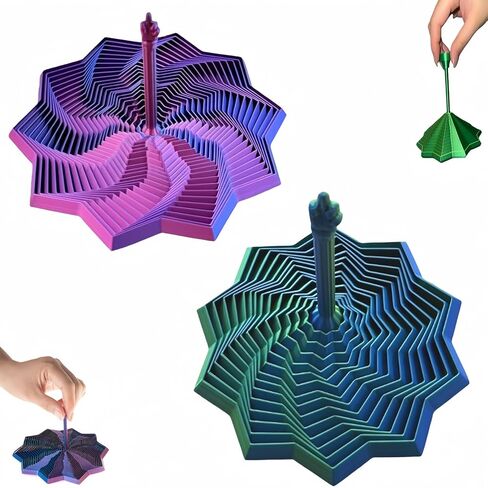 2Pack Sensory Fidget Star – 3D Printed Expandable Star Toy with Handle, Whirling Fractal Spinner for Stress Relief, Focus & Mindful Play, Transformable Desk Fidget Gadget (4.3 Inch) in Saudi Arabia