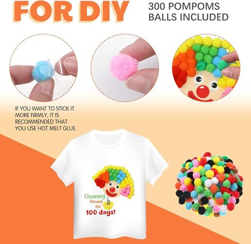 Glenmal 6 Sets DIY 100th Day of School Iron on Decals, Craft Kit with Patches Pompoms Buttons Gem Stickers Realistic Insects Popcorn Clown Heat Transfer Stickers for School Party DIY Clothing Bag in Saudi Arabia