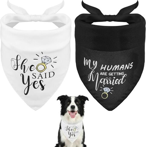 عبوتان من باندانا My Humans are Getting Married Dog، لونان My Humans are Getting Married، باندانا لخطوبة الكلاب، باللونين الأسود والأبيض لحفلات الزفاف in Kuwait