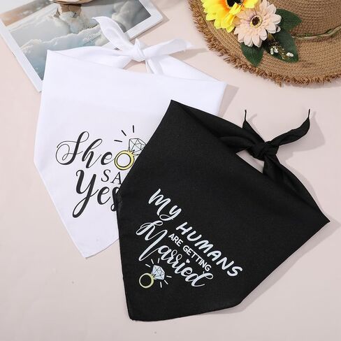 عبوتان من باندانا My Humans are Getting Married Dog، لونان My Humans are Getting Married، باندانا لخطوبة الكلاب، باللونين الأسود والأبيض لحفلات الزفاف in Kuwait