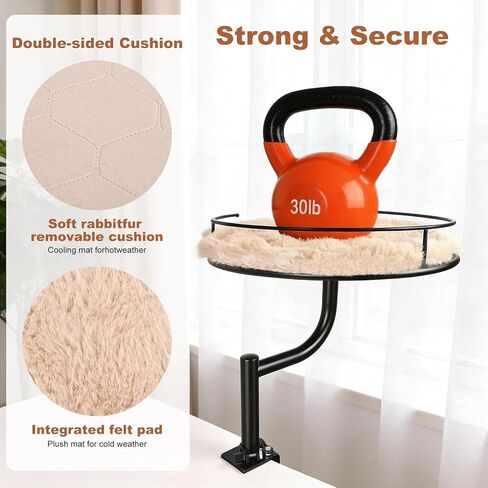 Cat Desk Bed - 360° Rotating & Adjustable Desk Cat Bed Attachment for Small Workspace, Supports 45 lbs, Washable Soft Thick Fur Mat, Large Kitten Nest Furniture for Office Desk Game Table in Saudi Arabia