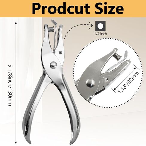 2Pcs 1/4 Inch Hole Puncher Single Mini Paper Punch - 6mm, Small Handheld Hole Puncher Circle Tiny Metal Craft Punch for Office Tag DIY Cards Sheet in Kuwait