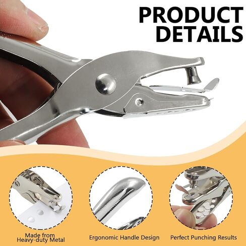 2Pcs 1/4 Inch Hole Puncher Single Mini Paper Punch - 6mm, Small Handheld Hole Puncher Circle Tiny Metal Craft Punch for Office Tag DIY Cards Sheet in Kuwait
