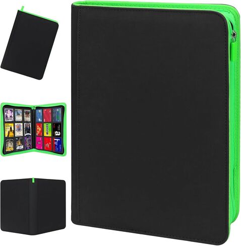 Premium Trading Card Storage Album,9 Pocket 40 Side Pages, 360 Cards,Black Zipper Binder for Collectible Games, Sports Card Organization&Protection (Black) in Saudi Arabia