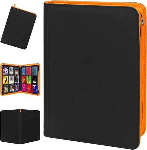 Premium Trading Card Storage Album,9 Pocket 40 Side Pages, 360 Cards,Black Zipper Binder for Collectible Games, Sports Card Organization&Protection (Black) in Saudi Arabia