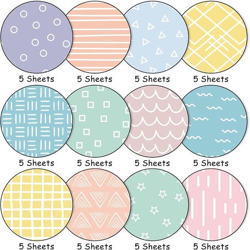 Whaline 60 ورقة باستيل خربش نمط ورقة شريطية موجة نجمة مزدوجة من جانب سجل القصاصات ورقة التخصص لفصل الربيع DIY الحرف اليدوية صنع بطاقة، 5.5 × 8.3 بوصة in Kuwait