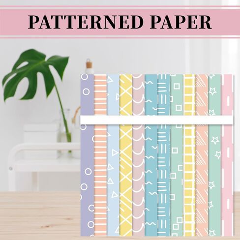 Whaline 60 ورقة باستيل خربش نمط ورقة شريطية موجة نجمة مزدوجة من جانب سجل القصاصات ورقة التخصص لفصل الربيع DIY الحرف اليدوية صنع بطاقة، 5.5 × 8.3 بوصة in Kuwait