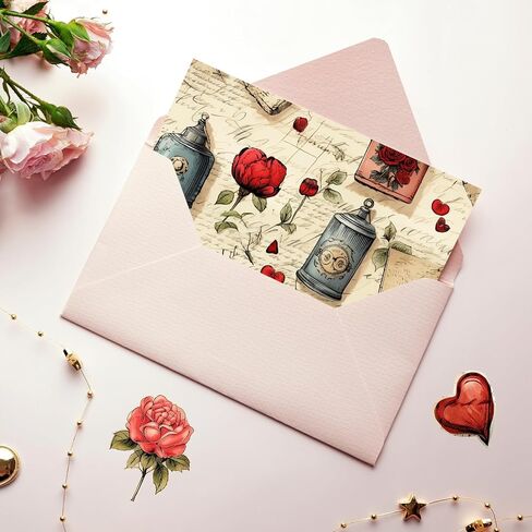 24 Sheets Valentine's Day Scrapbook Paper, Retro Heart Floral Decorative Craft Paper Folded Flat for Valentine Card Making Wedding Party Photo Album Decor, 12'' x 12'' in Saudi Arabia