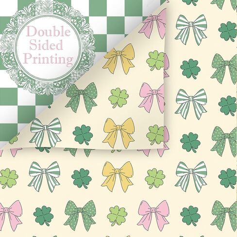 60 Sheets Boho Shamrock Scrapbook Paper, 12 Styles Double - Sides Boho Clover Bows Scrapbook Specialty Paper Folded Flat for St. Patrick's Day DIY Card Making Photo Album Decor, 8.3'' x 5.7'' in Saudi Arabia