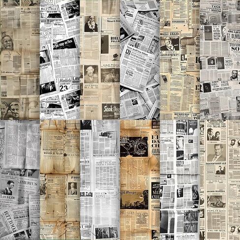 24 Sheets Valentine's Day Scrapbook Paper, Retro Newspaper Decorative Craft Paper Folded Flat for Valentine Card Making Wedding Party Photo Album Decor, 12'' x 12'' in Saudi Arabia