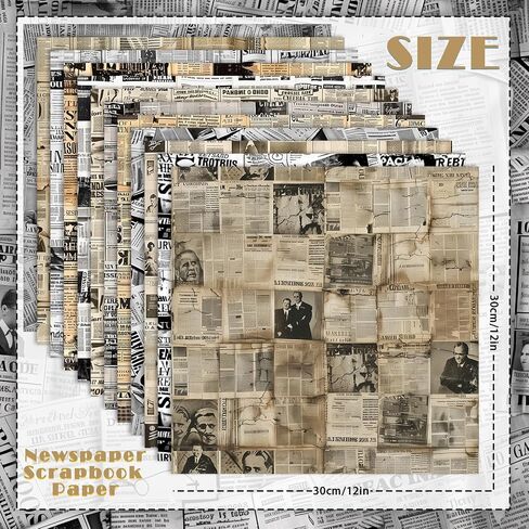24 Sheets Valentine's Day Scrapbook Paper, Retro Newspaper Decorative Craft Paper Folded Flat for Valentine Card Making Wedding Party Photo Album Decor, 12'' x 12'' in Saudi Arabia