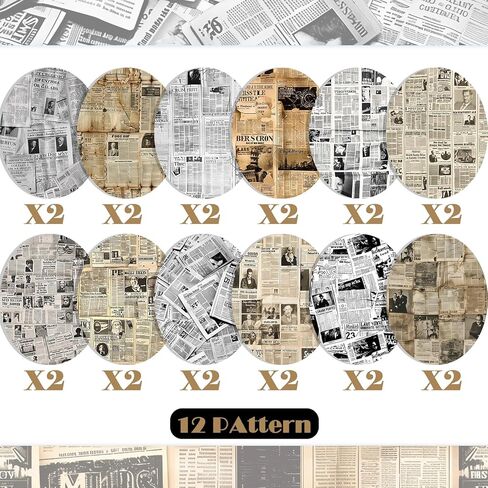 24 Sheets Valentine's Day Scrapbook Paper, Retro Newspaper Decorative Craft Paper Folded Flat for Valentine Card Making Wedding Party Photo Album Decor, 12'' x 12'' in Saudi Arabia