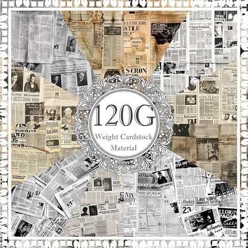 24 Sheets Valentine's Day Scrapbook Paper, Retro Newspaper Decorative Craft Paper Folded Flat for Valentine Card Making Wedding Party Photo Album Decor, 12'' x 12'' in Saudi Arabia
