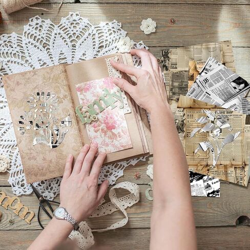 24 Sheets Valentine's Day Scrapbook Paper, Retro Newspaper Decorative Craft Paper Folded Flat for Valentine Card Making Wedding Party Photo Album Decor, 12'' x 12'' in Saudi Arabia