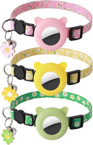 3 Pack Airtag Cat Collar Breakaway Fruit Cat Collars with Air Tag Holder, Bells and Fruit Charms Adjustable Safety Kitten Collars for Girl Boy Cats in Saudi Arabia