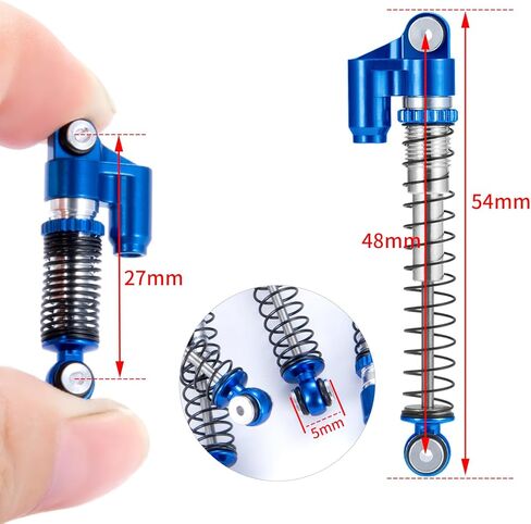 RC 48mm Shocks Aluminum Threaded Tele Absorber Damper Long Travel Shocks with Springs for All 1/24th Axial SCX24 AXI90081 Deadbolt AXI00005 AXI00006 RC Crawler Car Upgrades in Saudi Arabia
