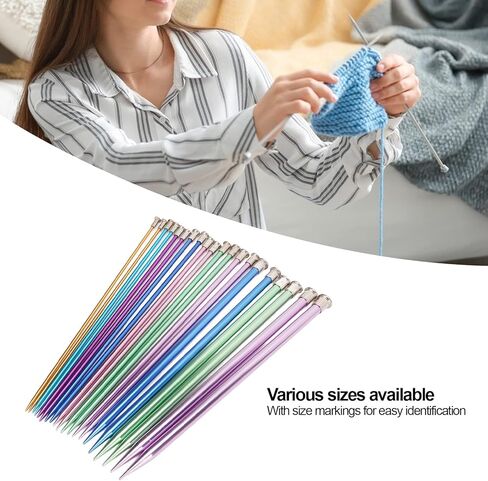 CYSFETENA Knitting Needle Set 20PCS - Aluminum Metal Knitting Needle with Storage Bag - Colored Straight Single Pointed,10size 3.0-10mm 9.8inch Length for Knitting DIY and Crochet Enthusiasts in Saudi Arabia