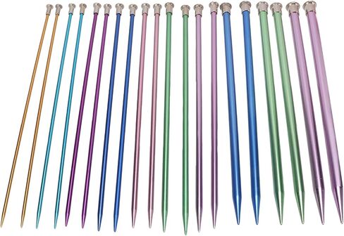 CYSFETENA Knitting Needle Set 20PCS - Aluminum Metal Knitting Needle with Storage Bag - Colored Straight Single Pointed,10size 3.0-10mm 9.8inch Length for Knitting DIY and Crochet Enthusiasts in Saudi Arabia