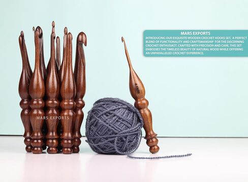 13 قطعة من خطافات الكروشيه الخشبية الفاخرة، مجموعة خطافات كروشيه للحياكة والكروشيه - إبر الحياكة من خشب الورد (2) in Kuwait