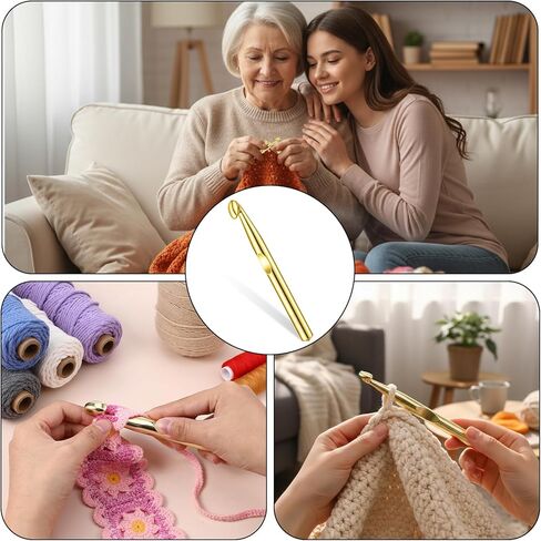 خطاف كروشيه 15 مم، خطافات كروشيه طويلة مريحة من الألومنيوم، إبر معدنية كبيرة لأدوات نسج الغزل للشال وبطانيات الحياكة والسجاد in Kuwait