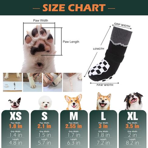 EXPAWLORER Dog Socks to Prevent Licking Paws with Grippers for Hardwood Floors Anti Slip, Reflective Dog Cold Winter Shoes Booties Boots & Paw Protectors with for Small Medium Large Senior Dogs L in Kuwait