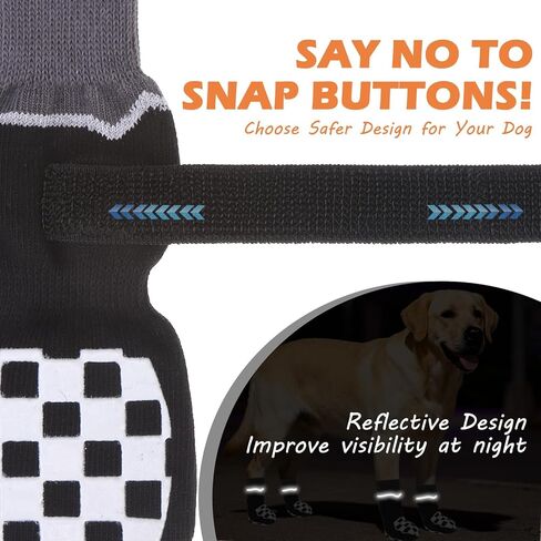 EXPAWLORER Dog Socks to Prevent Licking Paws with Grippers for Hardwood Floors Anti Slip, Reflective Dog Cold Winter Shoes Booties Boots & Paw Protectors with for Small Medium Large Senior Dogs L in Kuwait