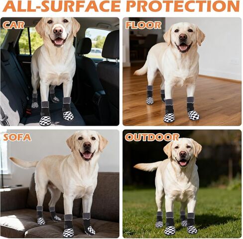 EXPAWLORER Dog Socks to Prevent Licking Paws with Grippers for Hardwood Floors Anti Slip, Reflective Dog Cold Winter Shoes Booties Boots & Paw Protectors with for Small Medium Large Senior Dogs L in Kuwait