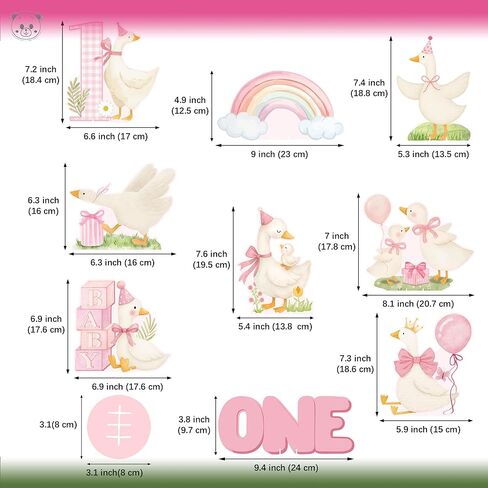 9PCS Pink Silly Goose Table Centerpieces, Watercolor Silly Goose Birthday Decorations for 1st Birthday Party Baby Shower Decor in Saudi Arabia
