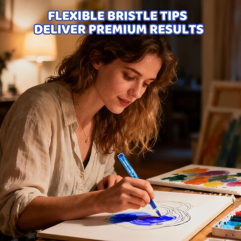 White & Black Acrylic Paint Pens Sets - 12 Pack Paint Pens Markers, Brush Tip & Direct Ink Flow Suitable for Stone,Paper,Wood,Glass,Fabric Paint,DIY Crafts (White&Black) in Saudi Arabia