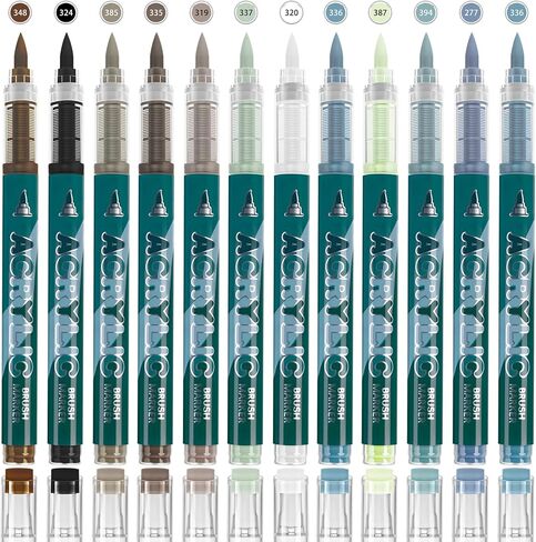 White & Black Acrylic Paint Pens Sets - 12 Pack Paint Pens Markers, Brush Tip & Direct Ink Flow Suitable for Stone,Paper,Wood,Glass,Fabric Paint,DIY Crafts (White&Black) in Saudi Arabia