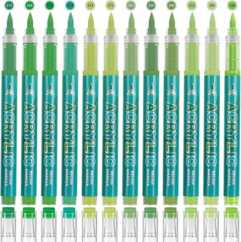 White & Black Acrylic Paint Pens Sets - 12 Pack Paint Pens Markers, Brush Tip & Direct Ink Flow Suitable for Stone,Paper,Wood,Glass,Fabric Paint,DIY Crafts (White&Black) in Saudi Arabia