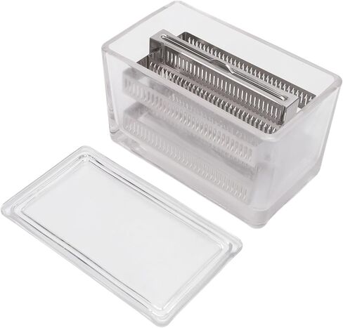 Zerodis Glass Specimen Storage Jar with Sealing Lid, Clear Staining Container for Microscope Slides Jar (60 Slides Capacity Stainless Steel Rack) in Saudi Arabia