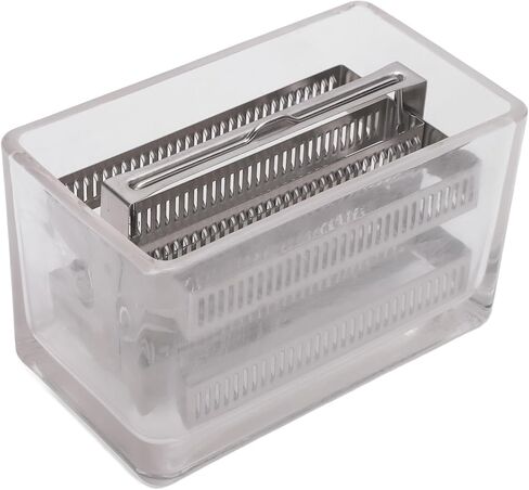 Zerodis Glass Specimen Storage Jar with Sealing Lid, Clear Staining Container for Microscope Slides Jar (60 Slides Capacity Stainless Steel Rack) in Saudi Arabia