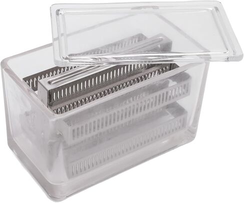 Zerodis Glass Specimen Storage Jar with Sealing Lid, Clear Staining Container for Microscope Slides Jar (60 Slides Capacity Stainless Steel Rack) in Saudi Arabia