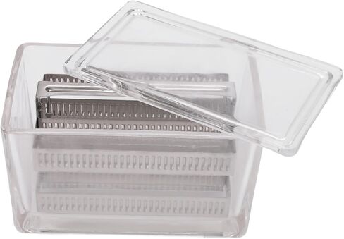 Zerodis Glass Specimen Storage Jar with Sealing Lid, Clear Staining Container for Microscope Slides Jar (60 Slides Capacity Stainless Steel Rack) in Saudi Arabia