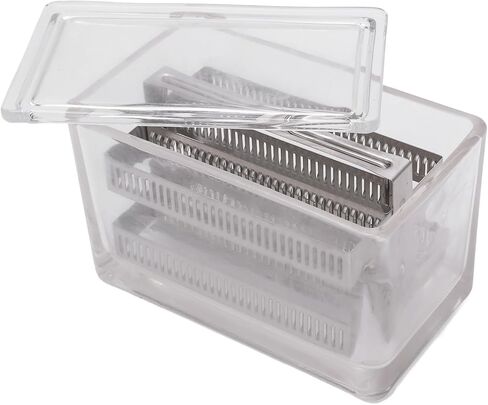 Zerodis Glass Specimen Storage Jar with Sealing Lid, Clear Staining Container for Microscope Slides Jar (60 Slides Capacity Stainless Steel Rack) in Saudi Arabia