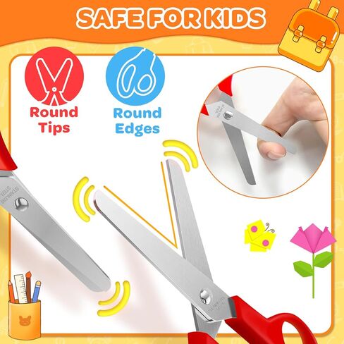 120 Pack Kids Scissors Bulk - 10 Colors 5" Safety Blunt Tip Comfort Grip Scissor for Preschool Kindergarten Elementary Classroom Student Cutting Paper, Back to School Supplies for Child in Saudi Arabia