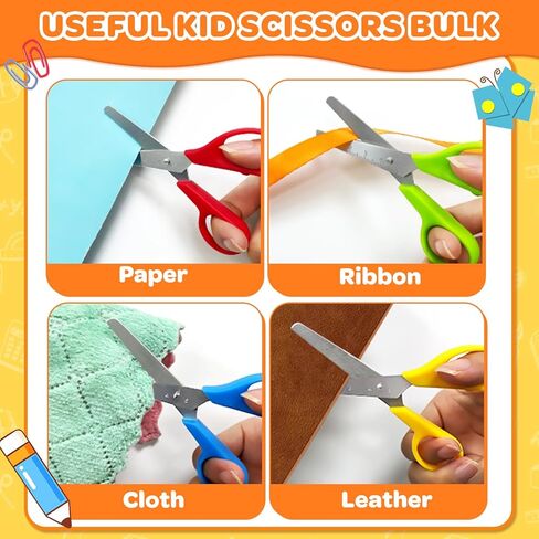 120 Pack Kids Scissors Bulk - 10 Colors 5" Safety Blunt Tip Comfort Grip Scissor for Preschool Kindergarten Elementary Classroom Student Cutting Paper, Back to School Supplies for Child in Saudi Arabia