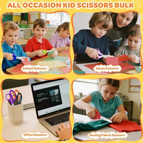120 Pack Kids Scissors Bulk - 10 Colors 5" Safety Blunt Tip Comfort Grip Scissor for Preschool Kindergarten Elementary Classroom Student Cutting Paper, Back to School Supplies for Child in Saudi Arabia