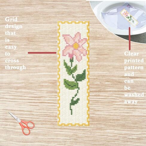 FREEBLOSS 12 Set Cross Stitch Bookmark Kit Flower Stamped Cross Stitch Kit Full Embroidery Set with Instruction for Adults Beginners 11CT 8"x 2.4" in Saudi Arabia