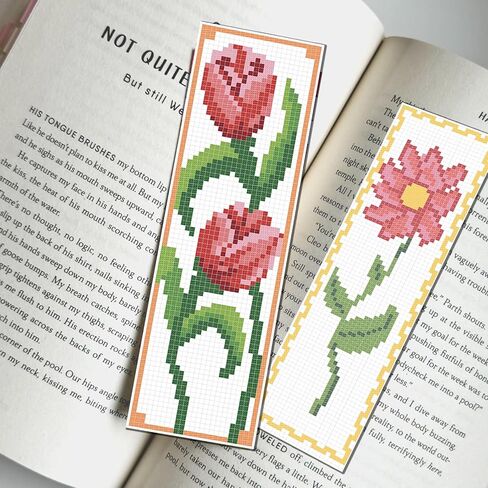 FREEBLOSS 12 Set Cross Stitch Bookmark Kit Flower Stamped Cross Stitch Kit Full Embroidery Set with Instruction for Adults Beginners 11CT 8"x 2.4" in Saudi Arabia