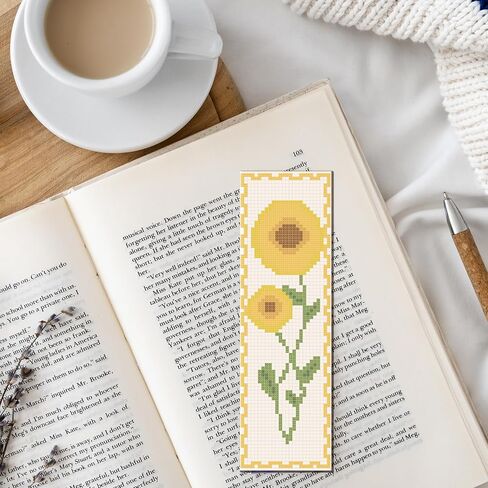 FREEBLOSS 12 Set Cross Stitch Bookmark Kit Flower Stamped Cross Stitch Kit Full Embroidery Set with Instruction for Adults Beginners 11CT 8"x 2.4" in Saudi Arabia